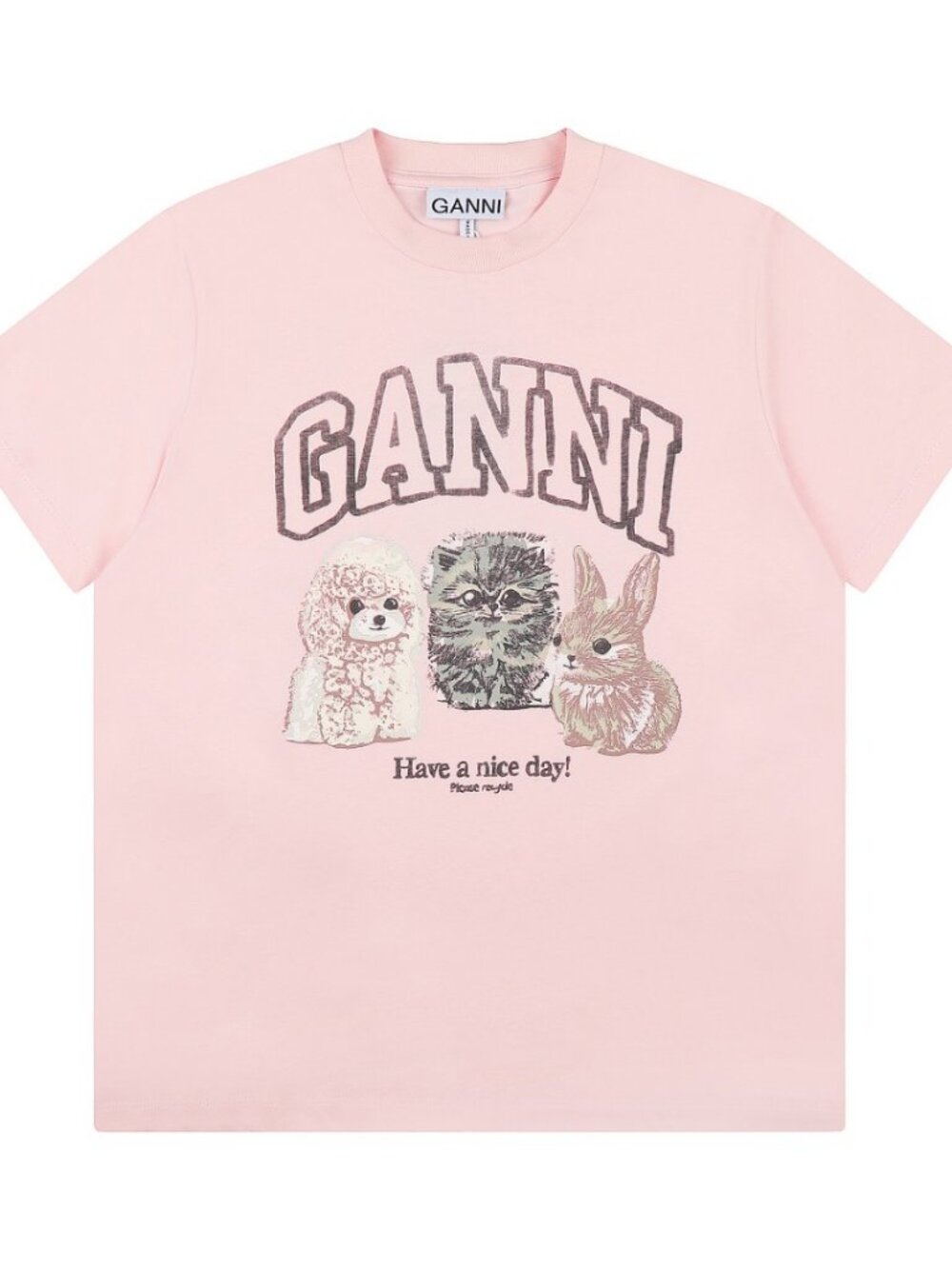 GANNI Printed Graffiti Short-Sleeve Top